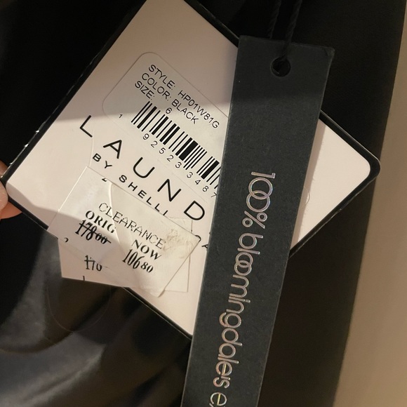 NWT Laundry by Shelli Segal black satin cowl neck dress - Picture 2 of 7